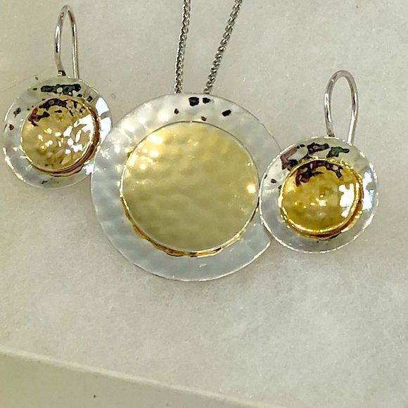 SILPADA Two Tone Hammered Necklace S1375 - Picture 5 of 6